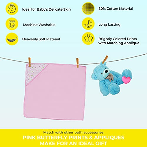 Спасилк крпи со качулка и мијалници поставени за бебиња, 2 пешкири за бања со качулка и 2 мијалници, розова пеперутка