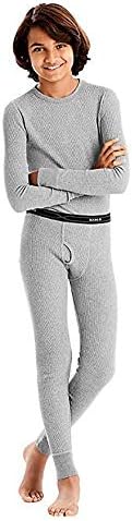 Ханес-Крајната термичка термичка долна облека на момчето, Хедер, Греј 41069-X-мал