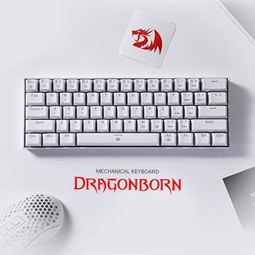 Redragon K630 Dragonborn 60% Жичен RGB Игри Тастатура, 61 Копчиња Компактна Механичка Тастатура Со Линеарен Црвен Прекинувач, Про