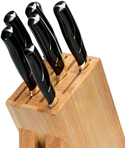 LLRYN Бамбус Дрво Нож Блок Без Ножеви, Countertop Месар Блок Нож Држач И Организатор Со Широк Слотови За Лесно Кујна Нож Складирање