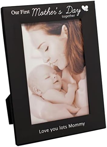 Водечкикс на нашата прва Денот на мајката заедно рамка за фотографии за подароци на мајката, црна метална врежана 4 на 6 инчи