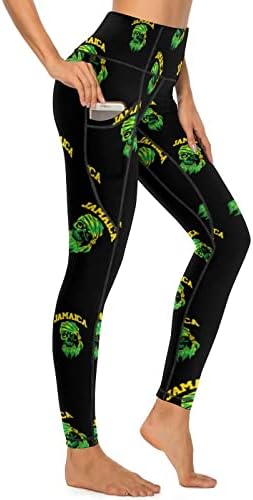 Знаме на ЈАМАИКА Јога панталони со џебови за жени со високи тренинзи за тренингот хулахопки