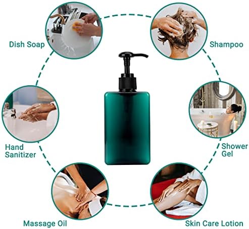 Шишиња за лосион за пластика за периум со пумпа, 3pack 9.5oz/280ml дистрибутери за миење на телото за миење на телото со водоотпорни