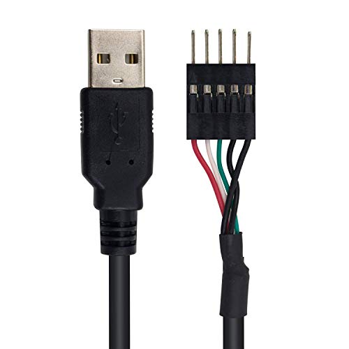 Duttek USB до USB Кабел за заглавие на матични плочи, USB 2.0 Тип А машко до 5 пински машки заглавија Дупонт кабел за кабел 30 см/12in