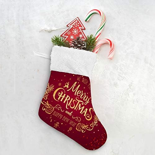 Божиќни чорапи на Алаза Божиќ и среќна нова година класични персонализирани мали декорации за порибување за семејни сезонски празници за забави Декор од 4.7,87 “