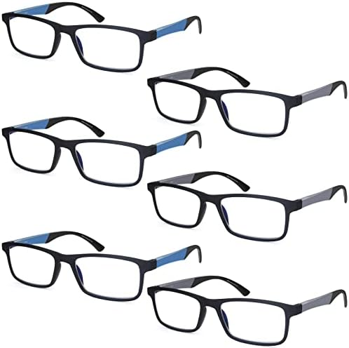 6-Пакет Очила За Читање Блокирање На Сина Светлина За Мажи Жени, Лесни Читачи На Пролетни Шарки Модни Квадратни Очила
