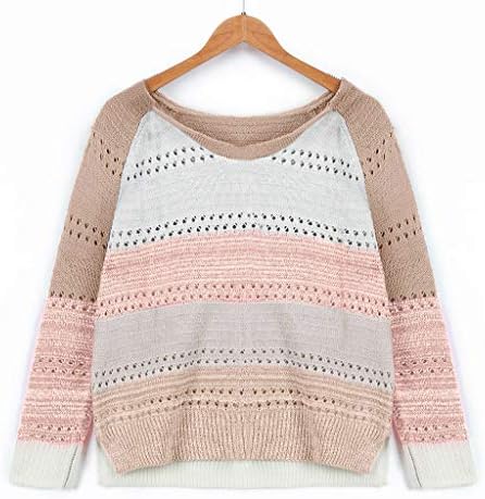 Женски зимски џемпери модни обични крпеници со долги ракави џемпер блуза врвови кабел плетен џемпер