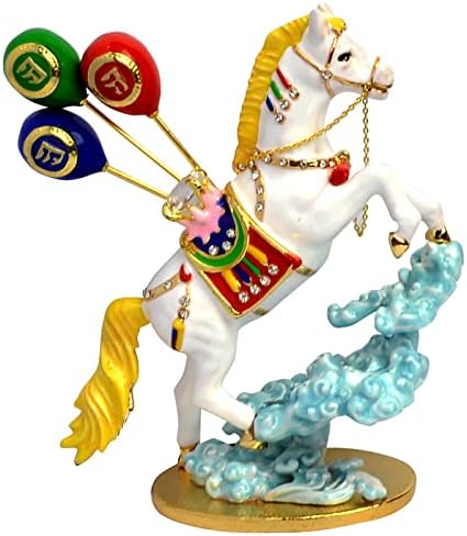 Фенгшаил радосна колекција на коњи на ветерници бел коњ со балони фигура декорација W5280