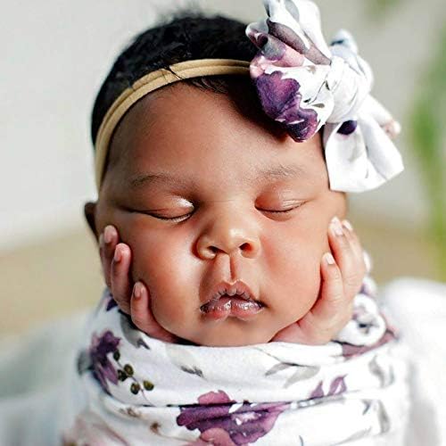 Домаќински цветни бебешки ќебиња новороденче кои примаат ќебе лента за глава поставено бебе за бебиња за леб за спиење со лента