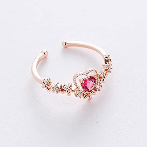 Womenените прстени модни прилагодливи цвеќиња од црвен камен за жени Кластерот за ладење на отворено цветно ангажирање прстен гроздобер прстени