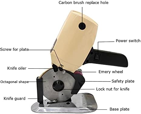 EQCOTWEA 110V секач за електрична ткаенина, 4,3инч октагон нож електричен крпа ротирачки секач, ножици за секачи за мулти -слој ткаенини