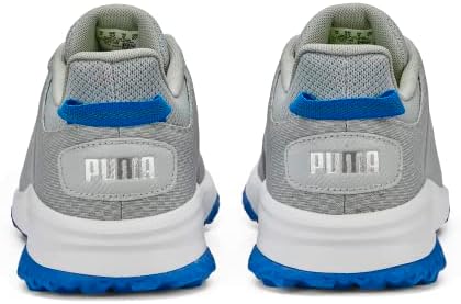 Puma Golf Man's Fusion Griping Extra широк голф чевли за голф, рамна светло сива-пума сребрена пума тим Ројал, 10,5
