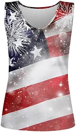 МИЈАШУИ Облека Градник Денот На Независноста На Жените Американско Знаме Печатење Без Ракави Врвна Секојдневна Плетена Кошула Елек Тркалезен