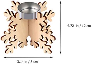 BESPORTBLE 6pcs Божиќ Снегулка Облик Свеќници Дрвени Свеќници За Забава Дома Декорација