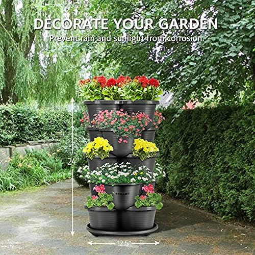 Vivosun 5 вертикално градинарски вертикално градинарство за јагоди, цвеќиња, билки, зеленчук, црна боја
