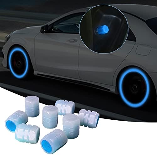 Qianbao флуоресцентни автомобили гуми за воздушни вентили на матични капаци, 8 парчиња осветлени вентил за автоматско тркало Универзални матични