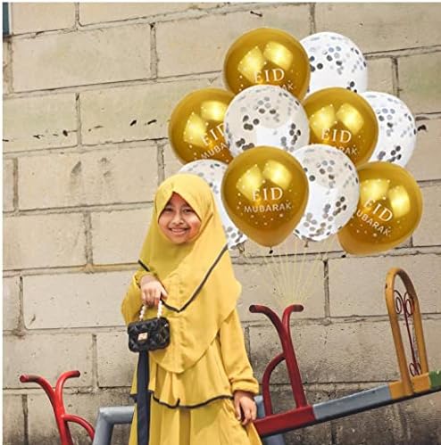Рулутив Еид Мубарак Балон Украси, 10 Парчиња Рамазан Сјајот Конфети Балони За Дома Отворено Рамазан Мубарак Партија Украси
