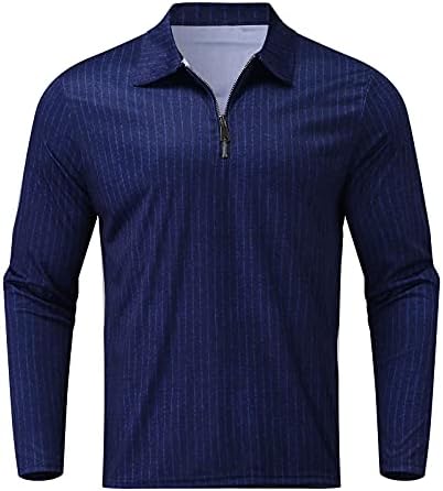 Zddo Zipper Polo кошули за мажи, маички со долги ракави со пад на мускулите, патент на вратот, деловно работење на врвови за голф за работа