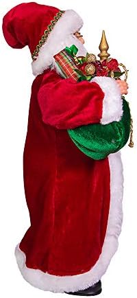Курт С. Адлер Курт Адлер 17-инчен Крингл Клаус Елегантен персонал и торба за подароци Дедо Мраз, Мулти