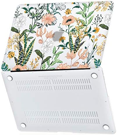 Ekuabot Floral Flower MacBook Air 13 Inch Cover и тастатура, тврд случај само компатибилен нов Air 13.3 со Retina Display & ID