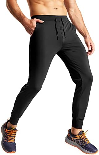 Mier Men's Jougger Sweatpants со џебови со патенти тенок одговара на најлонски панталони за атлетски патеки за пешачење за трчање