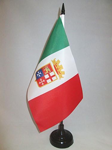 АЗ знаме италијанска морнарица табела знаме 5 '' x 8 '' - Италија воена биро знаме 21 x 14 см - црна пластична стап и база