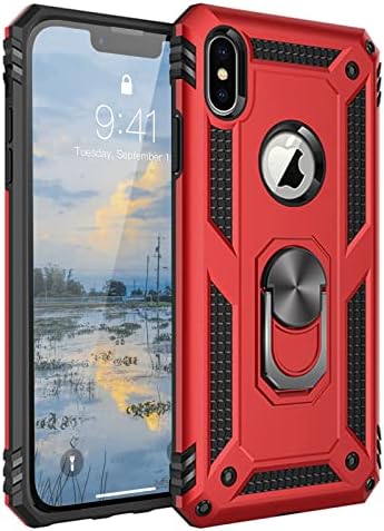 Вилбур Дизајниран За Iphone X Случај/Iphone Xs Случај,2 во 1 [Воена Одделение Shockproof Капак] [360° Прстен Засилен Метал Kickstand][Поддршка