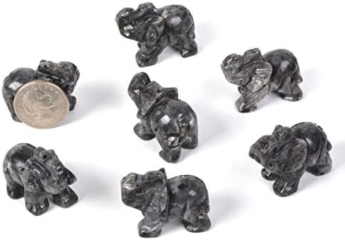 Justinstones Mix 7pcs слонови скапоцен камен фигурини рачен врежан џеб статуа за лекување кристали Добра среќа за домашен декор 1,6 инчи