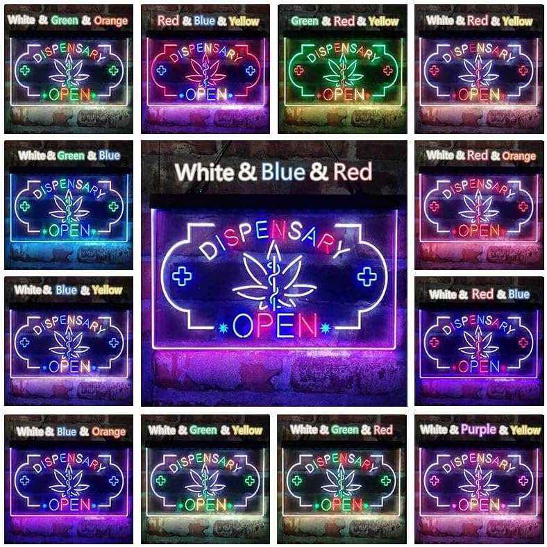 Диспантарна продавница Отворена три-боја LED NEON NEON SING WHITE & BLUE & RED 23,6 x 17,1 инчи ST9S64-I3374-WBR