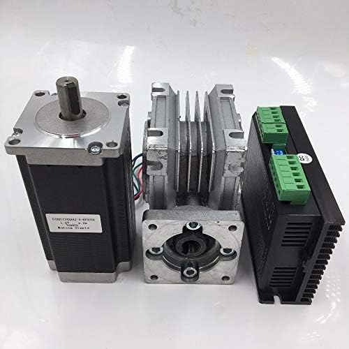 Мотор Davitu Stepper - 23 2ph Stepper Motor L76mm 3A 4Lead + 30: 1 57mm црв редуктор на менувачот на менувачот + Комплет за возач