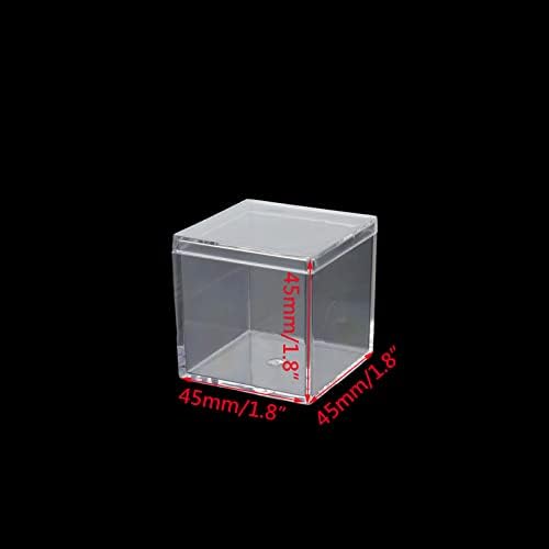 Wealrit 6 парчиња мини чисти акрилни квадратни куби кутии за приказ Мали пластични кутии за складирање со капаци на ситни накит