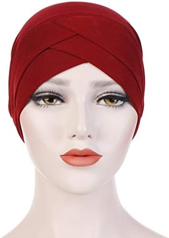 Шапка за завиткување Рак Руфл жени Турбан шал цврста капа, муслимански бејзбол капа, камионџија, гроздобер, трчање капаче