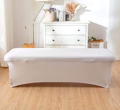 Kullamee 2pcs Бело капаче за кревети со камшик поставена за 6 -та маса за камшик или масажа за креветот за лаш за леш, спандекс кревет за