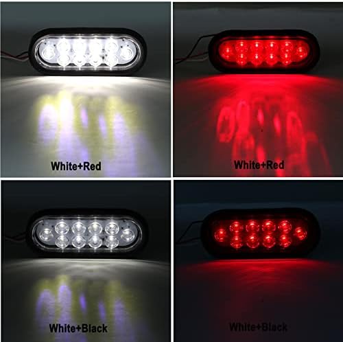6 парчиња 6 Инчни Овални LED Светла За Опашка на Приколката 10 LED, 4 Црвени и 2 Бели 6 Овални Led Запре Свртете Ги Светлата На Опашката Сопирачките Обратно Назад Нагоре Свет