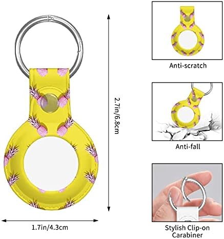 Стп Кожа Airtag Тракер Заштитни Случај Тропски Хавајски Ананас Розова Airtags Случај Држач За Airtag