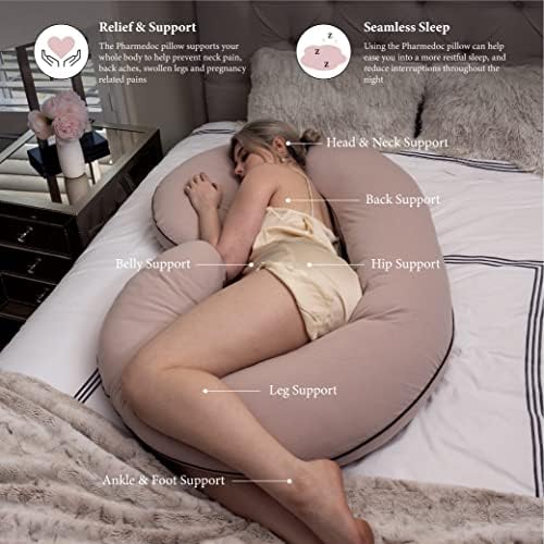 Перцедик перници за бременост на перница Цесек Ц -форма на целосна перница за тело и поддршка за породилно - Поддршка за грб, колкови, нозе,