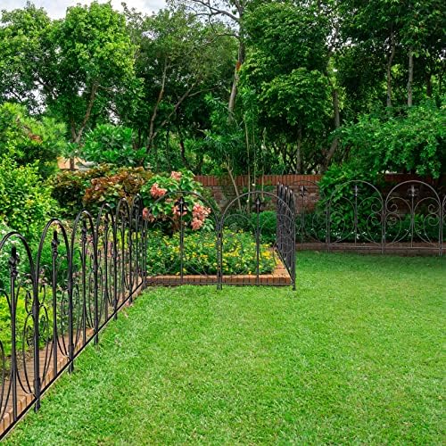 Декоративна градина за градина Skcoipsra 10 пакет, 24in x 10ft животинска бариера ограда, 'рѓосана метална ограда за двор, кучиња зајаци