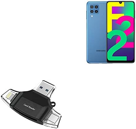 Boxwave Smart Gadget Компатибилен Со Samsung Galaxy F22 - AllReader Sd Читач На Картички, Microsd Читач НА Картички SD Компактен USB За Samsung
