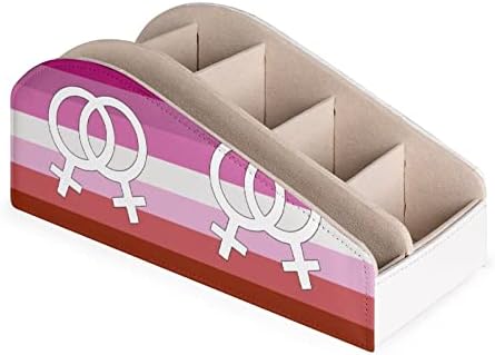 Лезбејско знаме на гордоста PU PU Кожа за контрола на кожена кутија Мултифункционален организатор на работната површина за