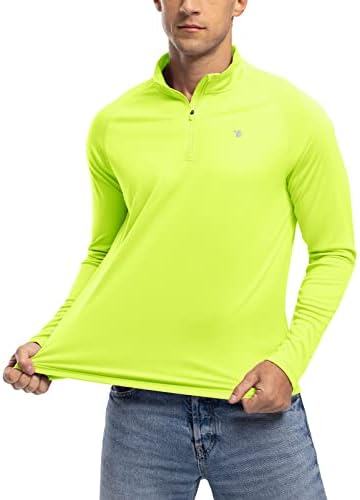 Тбмпој машки 1/4 Патент Пуловер UPF 50+ Заштита Од Сонце Кошули Со Долги Ракави Лесни Атлетски Осип Чувар Пливање Кошула Блузи