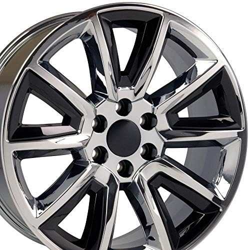 ОЕ Wheels LLC 20 инчен раб одговара на Chevy Tahoe Wheel CV73 20x8,5 Chrome w/црно тркало Холандер 5696