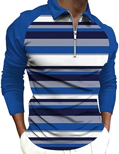 Tytqxy Men Поло кошули 1/4 Поштетен патент во боја на пулвер, во боја на бојата, тенок вклопни кошули за голф, пад на зимска скокачка