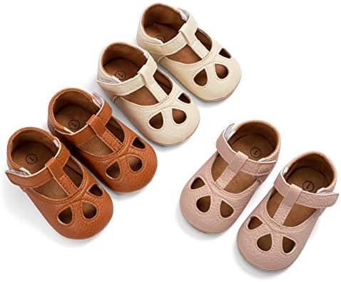Gaisummi Baby Girls чевли новороденче поттикнат стил Мери Janeејн станови кои не се лизгаат меки единствени сандали, дете од први пешаци
