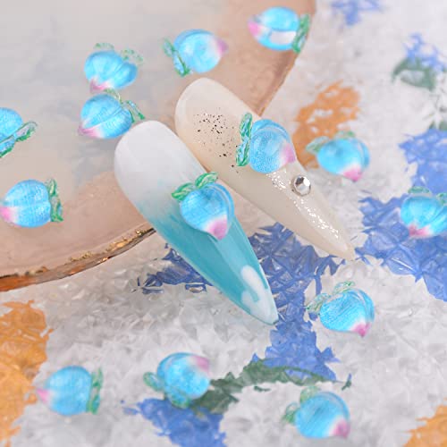 Baiyiyi Peach Nail Charms за акрилни нокти 3D Flatback смола шарми каваи бонбони желе бои праска срцево овошје нокти дизајн за жени девојки