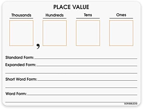 Одбор за вредности на Scribbledo 9 x 12 двојно еднострани табли за суво бришење за деца за вредности на настава од милијарди до децимални