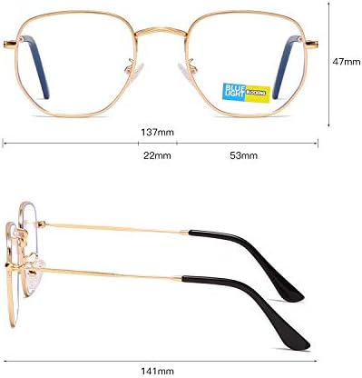 ПОЛАЗУП Сина Светлина Блокирање Тркалезни Очила За Жени Мажи Метални Квадратни Рамки Очила, Анти УВ Компјутерски Игри Очила