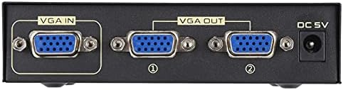 Shanrya VGA Dual Monitor Video Signal Splitter, VGA Video Splitter 2 Порта Дистрибутер на сигнали со 2 порти за дуплирање на екранот US Plug 100‑240V