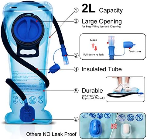 Пакет За Хидратација на мотибот, Изолиран Ранец За Хидратација Со Мочен Меур Без БПА, Ранец За Пешачење За Мажи, Жени, Деца За Возење Велосипед, Трчање, Кампување