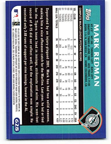 2003 Топпс #628 Марк Редман НМ-МТ Флорида Марлинс бејзбол