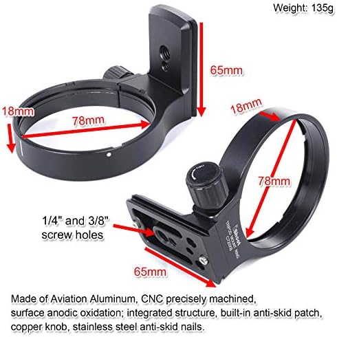 Поддршка за поддршка на јака за поддршка на леќи, монтажа на прстенот, компатибилен со Canon EF 70-200 F/2.8L USM, IS USM, II II USM, IS III USM, EF 100-400 F/4.5-5.6L е USM, EF 300 f/4L е USM , Дното е плоча за б